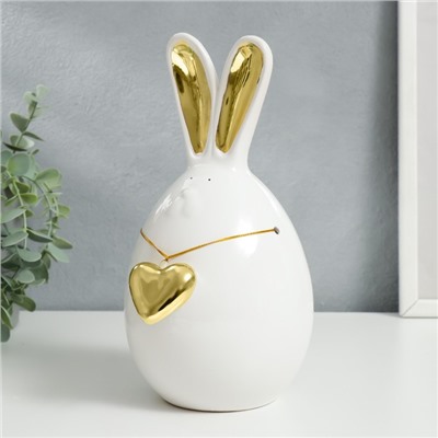 Сувенир керамика "Зайка-пухляш с золотым сердцем" 21,8х11,5х13 см