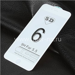 Защитное стекло на экран для iPhone6 Plus  5-10D (без упаковки) белое