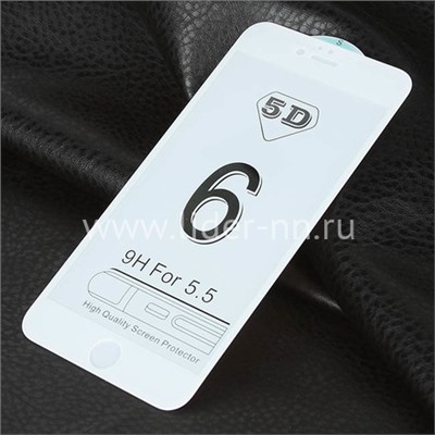 Защитное стекло на экран для iPhone6 Plus  5-10D (без упаковки) белое