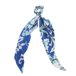 Платок с резинкой для волос "Цветы", синяя, арт.060.278