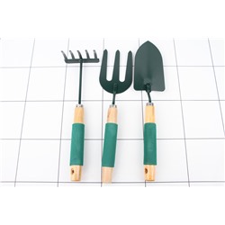 НАБОР садовых инструментов 36 см, деревянные ручки с поролоном BSC-5522 3 предмета /120шт