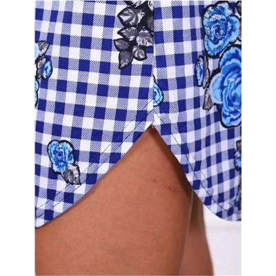 Туника-рубашка Рубин голубые розы (кулирка)