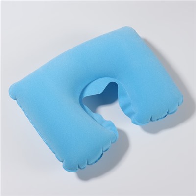 Подушка для шеи дорожная, надувная, 38 × 24 см, цвет голубой