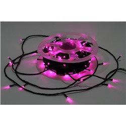 Гирлянда уличная эл., 50м катушка V7-800L, 8 режимов свечения, цвет розовый (прозрачная лампа)