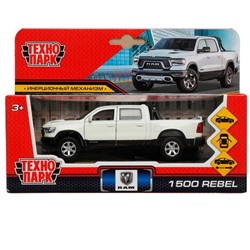 Машина металл DODGE RAM 1500 REBEL 13 см, двери, багаж, инер, белый, к