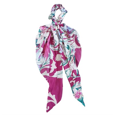 Платок с резинкой для волос "Цветы", тёмно-розовая, арт.060.275