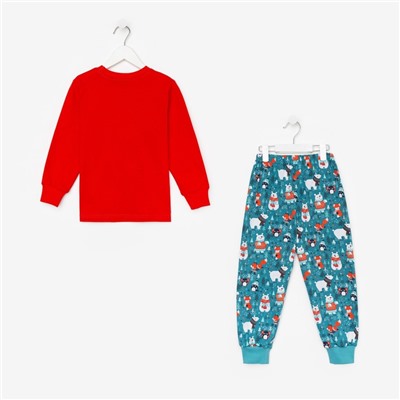 Пижама детская, цвет красный/серый, рост 110 см