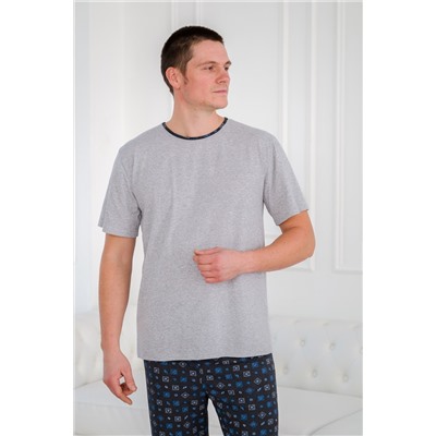 Пижама мужская из футболки с коротким рукавом и брюк из кулирки Генри антрацит макси
