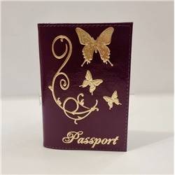 Обложка для паспорта с рисунком, цвет фиолетовый, натуральная кожа, арт. 242.161