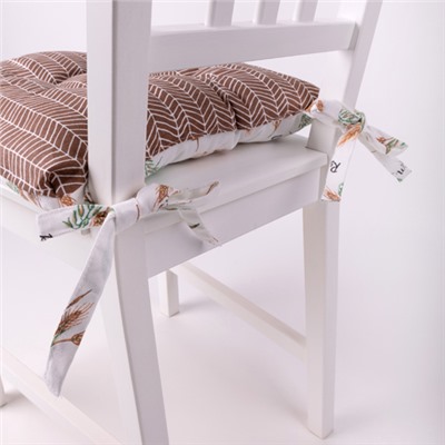 Сидушка на стул с завязками 'Радушная хозяйка (Традиция)' 40х40, рогожка, 'Колоски'
