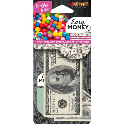 Ароматизатор-подвеска бумажный БАНКНОТА 100 $ Easy Money (Bubble Gum)