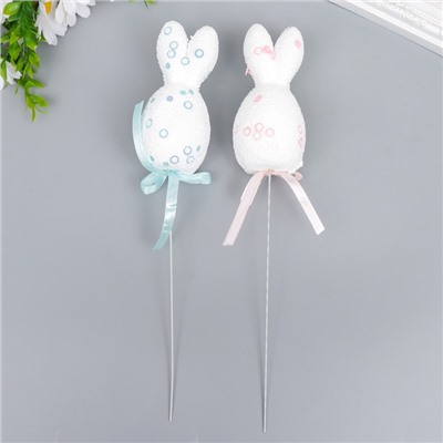 Декор на палочке "Кролики - посыпка, кружочки" набор 2 шт розовый, голубой 10 см