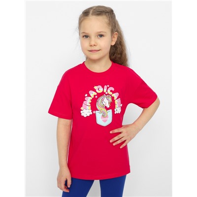 CSKG 90215-25 Комплект для девочки (футболка, бриджи),малиновый