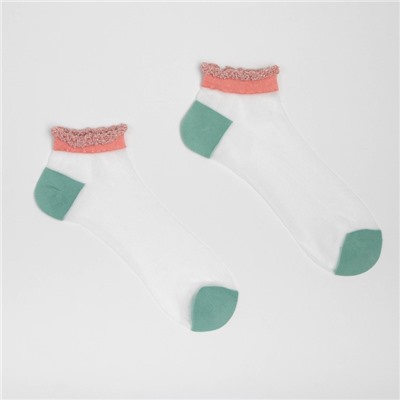Носки женские стеклянные MINAKU цвет розовый/зелёный, размер 36-37 (23 см)