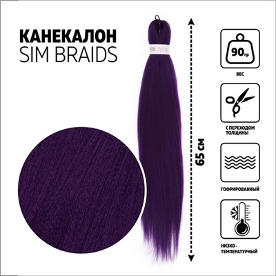 SIM-BRAIDS Канекалон однотонный, гофрированный, 65 см, 90 гр, цвет фиолетовый(#IlI PUR)