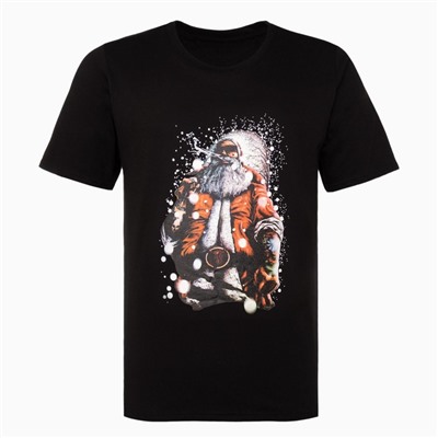 Футболка мужская новогодняя «Дед мороз», цвет чёрный, размер 48