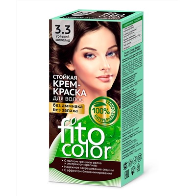 Стойкая крем-краска для волос серии Fito Сolor, тон 3.3 горький шоколад