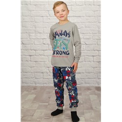 Пижама для мальчика "Головоломка" (серый-тёмно-синий)