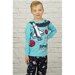 Пижама для мальчика "Галактика" (бирюза-тёмно-синий)