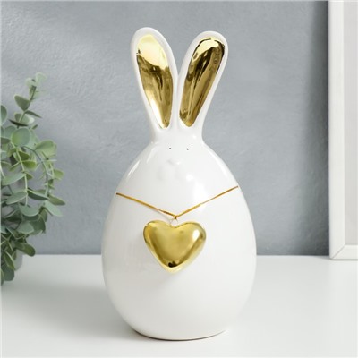 Сувенир керамика "Зайка-пухляш с золотым сердцем" 21,8х11,5х13 см