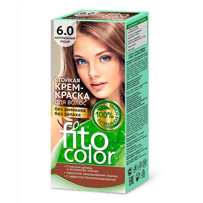 Стойкая крем-краска для волос серии Fito Сolor, тон 6.0 натуральный русый