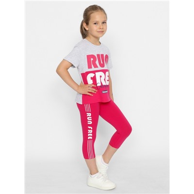 CWKG 90152-11 Комплект для девочки (футболка, брюки типа "легинсы"),светло-серый меланж
