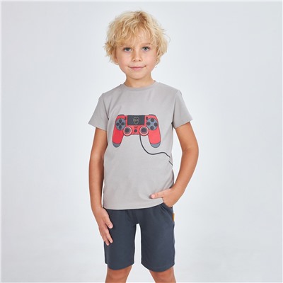 Серая футболка для мальчика с принтом
