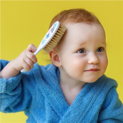 Расчёска детская + массажная щётка с натуральной щетиной для волос в наборе «Малыши и малышки», от 0 мес.
