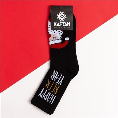 Носки новогодние мужские KAFTAN "Beer" размер 41-44 (27-29 см), цвет чёрный