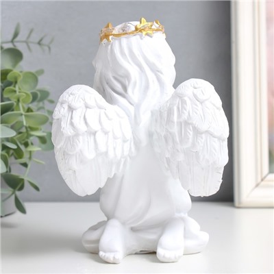 Сувенир полистоун свет "Ангел со звёздным венком" белый МИКС 11х12х17 см