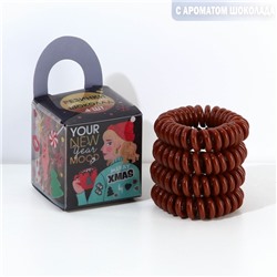 Резинки-пружинки для волос с ароматом шоколада «Your New Year's mood», 4 шт., d = 3,5 см.