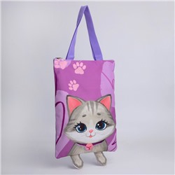 Детский сумка-шопер с допиками «Котик» на молнии, 32*23см