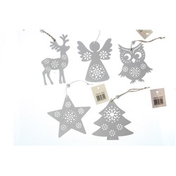 Украшение новогоднее в ассортименте (сова, олень, ёлка, звезда, ангел), 9 х 8 см дерево