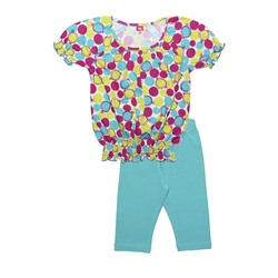 CSK 9588 Комплект для девочки (футболка, бриджи), бирюзовый