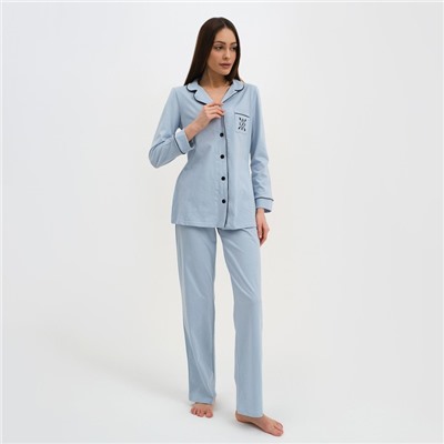 Пижама женская (рубашка и брюки) KAFTAN Love размер 40-42, цвет голубой