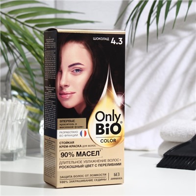 Стойкая крем-краска для волос серии Only Bio COLOR тон 4.3 шоколад, 115 мл