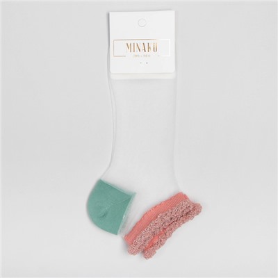 Носки женские стеклянные MINAKU цвет розовый/зелёный, размер 36-37 (23 см)