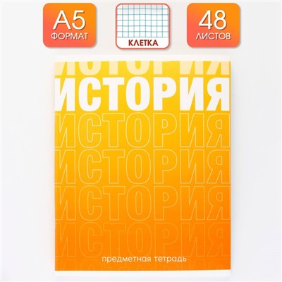 Предметная тетрадь, 48 листов, «ГРАДИЕНТ», со справочными материалами «История», обложка мелованный картон 230 гр., внутренний блок в клетку 80 гр., белизна 96%,блок №1.