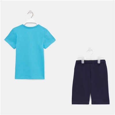 Комплект (шорты/футболка) для мальчика, цвет голубой/синий, рост 134