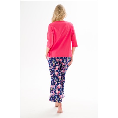 Пижама из джемпера и брюк из кулирки Жасмин розовая роза макси