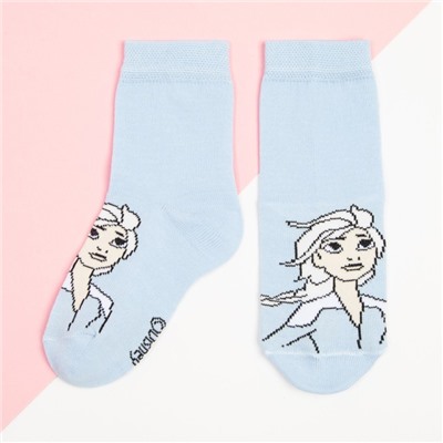 Носки для девочки «Эльза», Холодное сердце, 14-16 см, цвет голубой