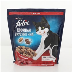 Сухой корм FELIX "Двойная вкуснятина" для кошек, мясо, 1.3 кг