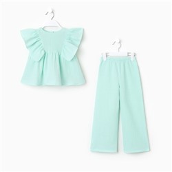Комплект (блузка и брюки) для девочки MINAKU цвет бирюзовый, рост 104 см