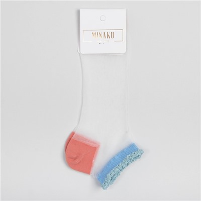 Носки женские стеклянные MINAKU цвет голубой/розовый, размер 36-37 (23 см)