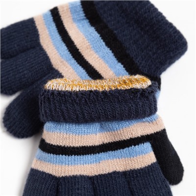 Перчатки детские, цвет тёмно-синий, размер 14 (4-6 лет)
