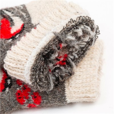 Носки детские шерстяные «Снегирь в снегу», цвет серый, размер 22