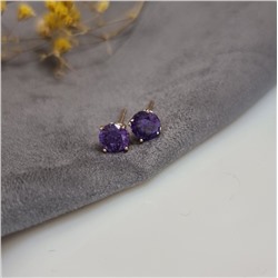 Серьги  гвоздики  "Xuping ML" ювелирная бижутерия с фианитом, покрытие: позолота, цвет камня: фиолетовый, 37709, арт. 847.447