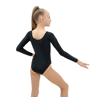 Купальник гимнастический, с длинным рукавом, размер 32, цвет чёрный