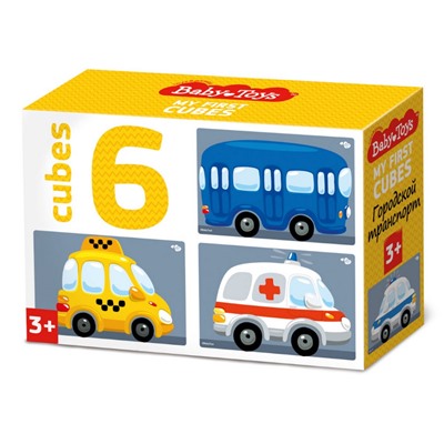 Кубики "Городской транспорт" (без обклейки) 6 шт Baby Toys