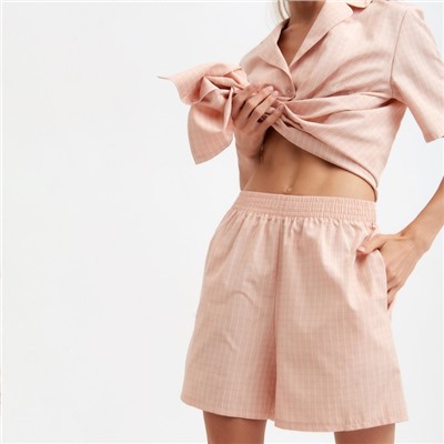 Пижама женская (рубашка, шорты) MINAKU: Home collection цвет персиковый, размер 48